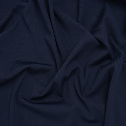 Stretch Polyester 1x1 Rib Knit - Navy Blue - Deadstock