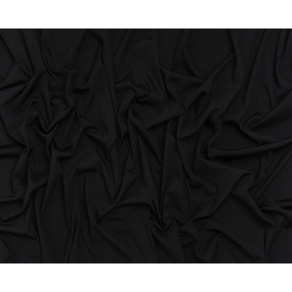Stretch Recycled Polyester 1x1 Rib Knit - Jet Black - Deadstock