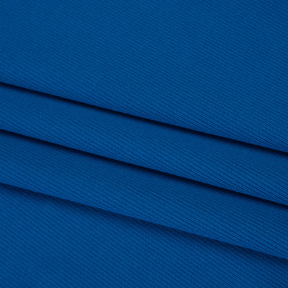 Stretch Recycled Polyester 1x1 Rib Knit - Royal Blue - Deadstock