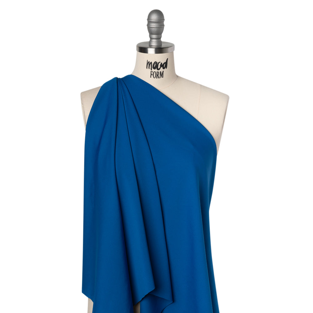 Stretch Recycled Polyester 1x1 Rib Knit - Royal Blue - Deadstock