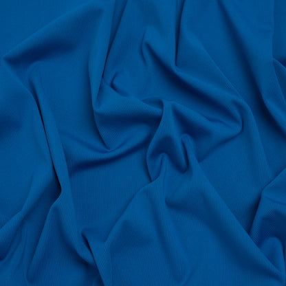 Stretch Recycled Polyester 1x1 Rib Knit - Royal Blue - Deadstock