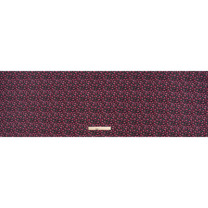 Cotton Jersey Print - Black, Pink and Green Little Roses - Deadstock