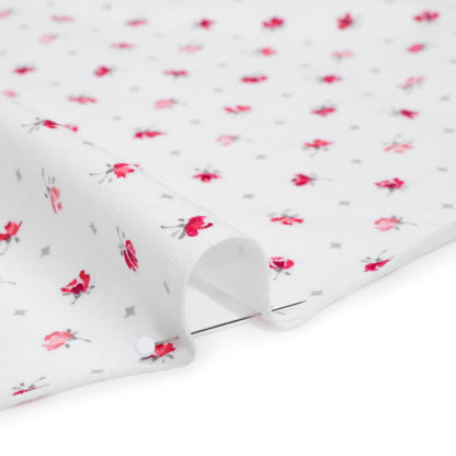 Cotton Jersey Print - Red, Gray and White Roses and Diamonds - Deadstock
