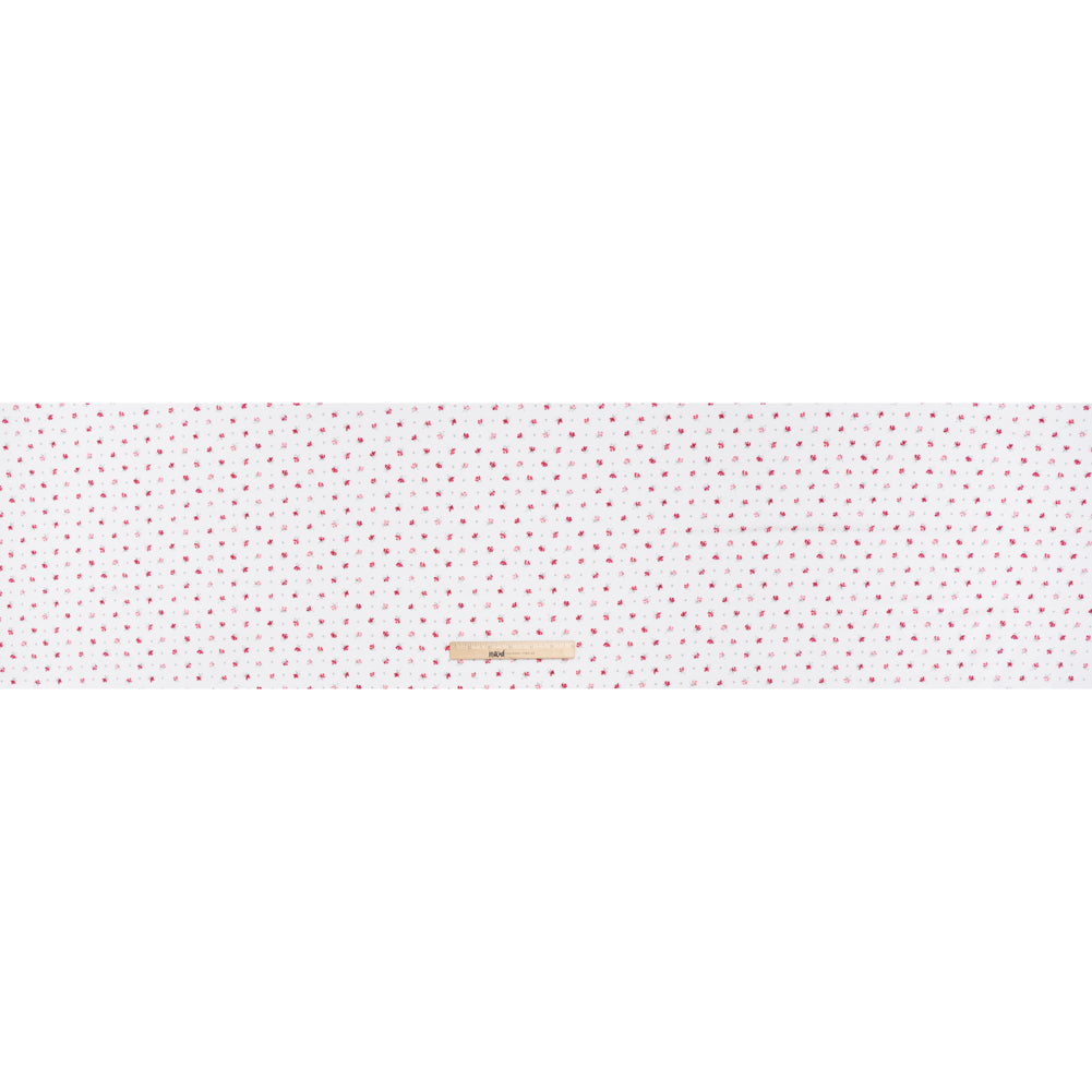 Cotton Jersey Print - Red, Gray and White Roses and Diamonds - Deadstock