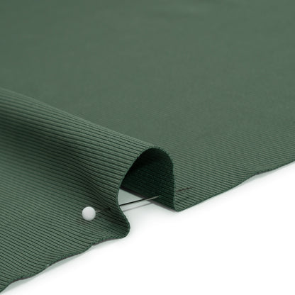 Stretch Recycled Polyester 1x1 Rib Knit - Mineral Green - Deadstock