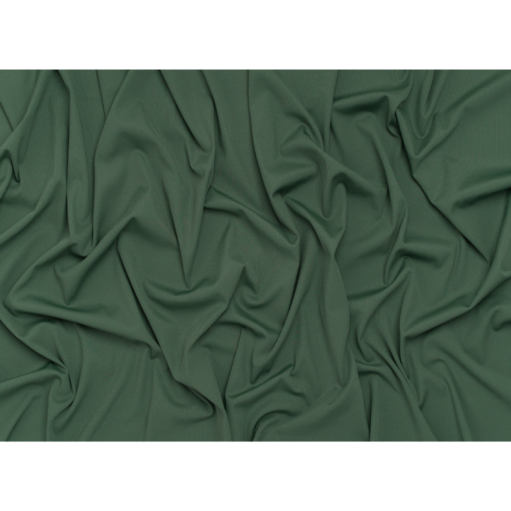 Stretch Recycled Polyester 1x1 Rib Knit - Mineral Green - Deadstock
