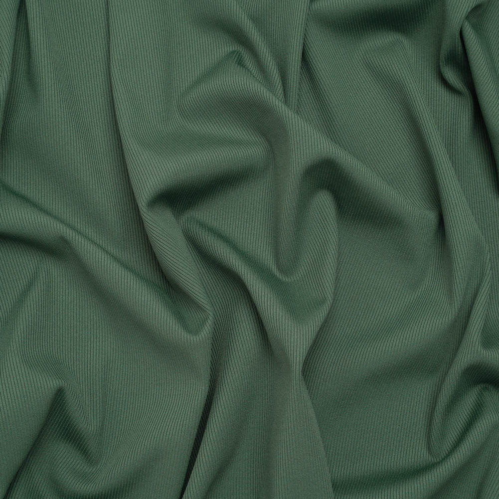 Stretch Recycled Polyester 1x1 Rib Knit - Mineral Green - Deadstock