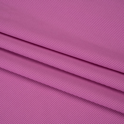 Stretch Recycled Polyester 1x1 Rib Knit - Fuchsia - Deadstock