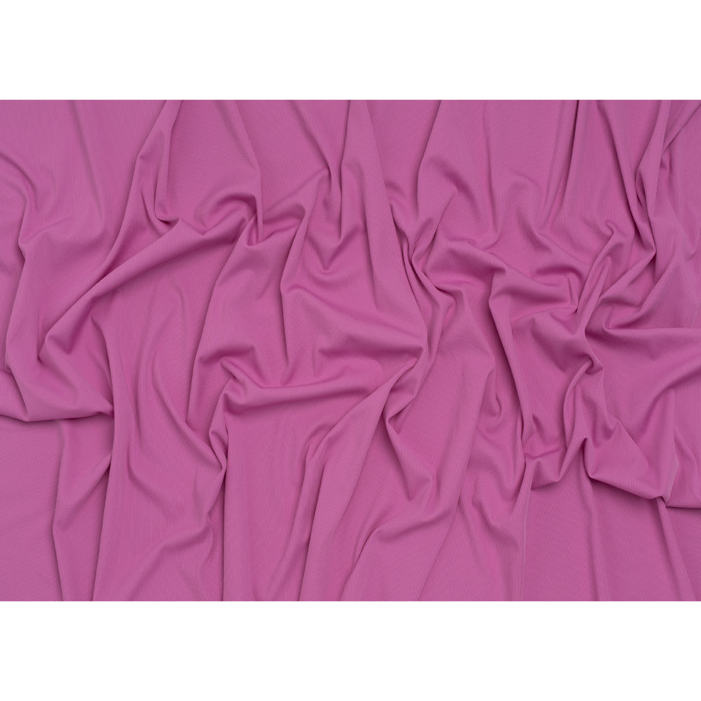Stretch Recycled Polyester 1x1 Rib Knit - Fuchsia - Deadstock