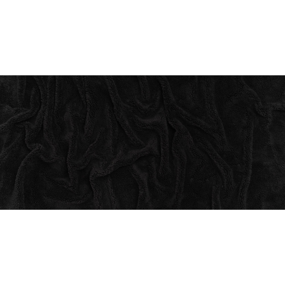 Short Pile Teddy Bear Faux Fur - Black - Deadstock