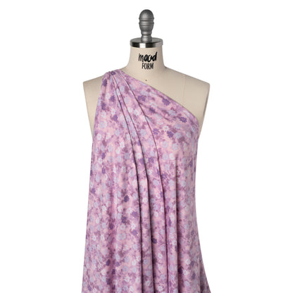 Stretch Polyester ITY Jersey - Lavender, Lilac and Muted Orchid Pink Florals
