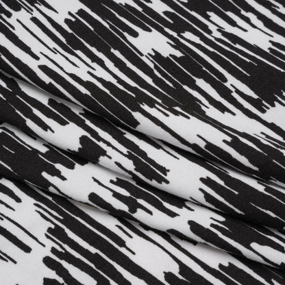 Stretch Polyester ITY Jersey - Black and White Abstract - Deadstock