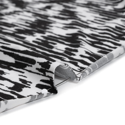 Stretch Polyester ITY Jersey - Black and White Abstract - Deadstock
