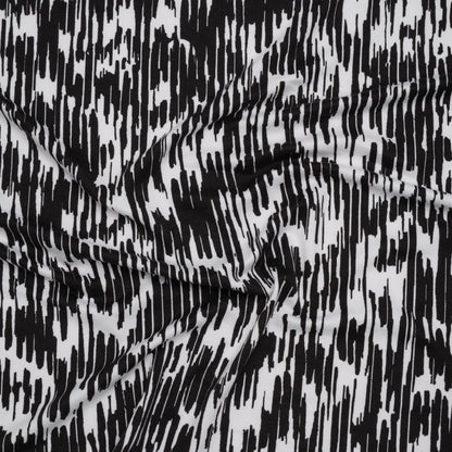 Stretch Polyester ITY Jersey - Black and White Abstract - Deadstock