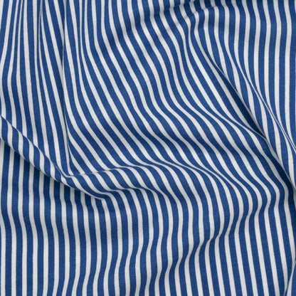 Cotton and Viscose Jersey - Cobalt Blue and White Candy Stripes - Deadstock
