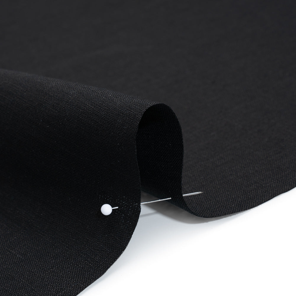 Medium Weight Linen Woven - Jet Black - Deadstock