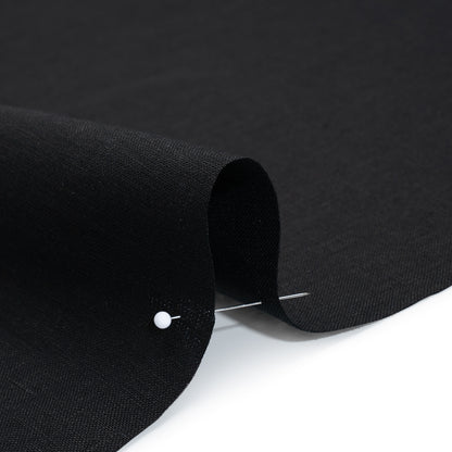 Medium Weight Linen Woven - Jet Black - Deadstock