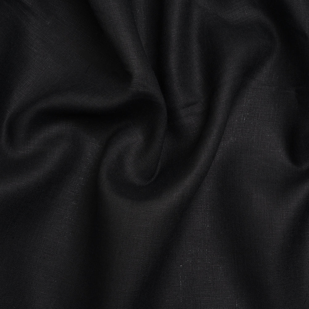 Medium Weight Linen Woven - Jet Black - Deadstock