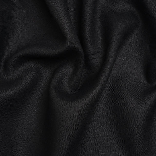 Medium Weight Linen Woven - Jet Black - Deadstock