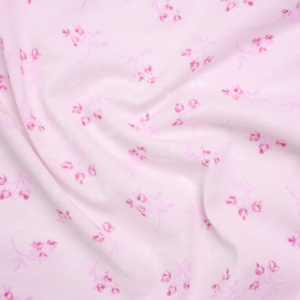 Cotton Jersey - Light Pink Flower Buds - Deadstock