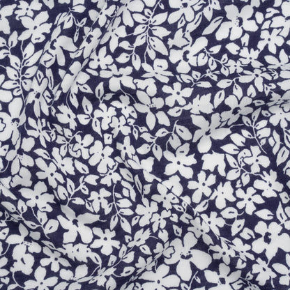 Cotton and Viscose Jersey - Navy Blue and White All Over Floral - Deadstock