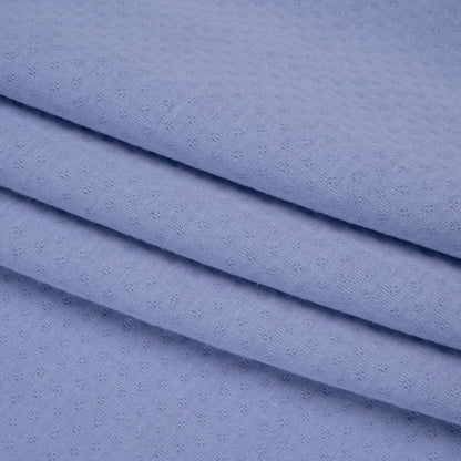 Polyester and Rayon Quilt Textured Double Knit - Country Blue Polka Dots - Deadstock