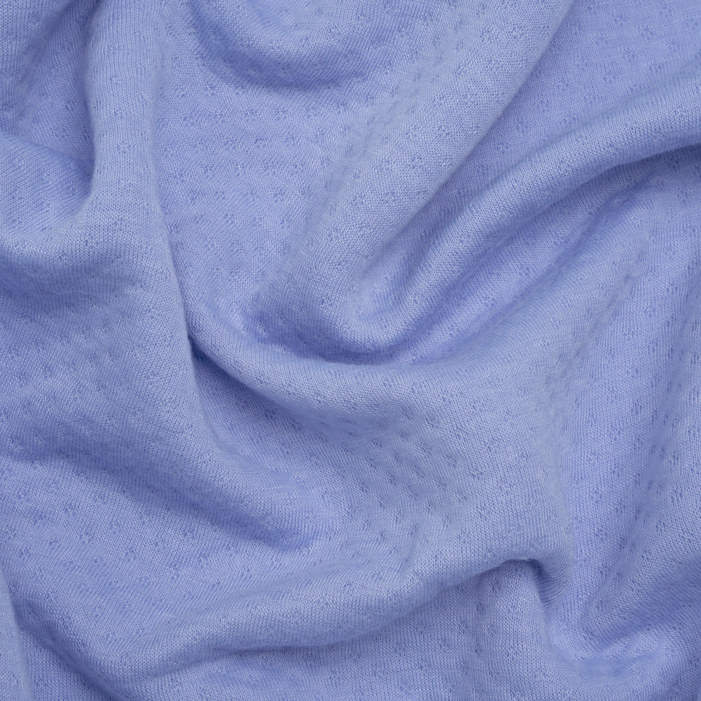 Polyester and Rayon Quilt Textured Double Knit - Country Blue Polka Dots - Deadstock