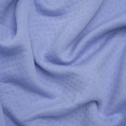 Polyester and Rayon Quilt Textured Double Knit - Country Blue Polka Dots - Deadstock