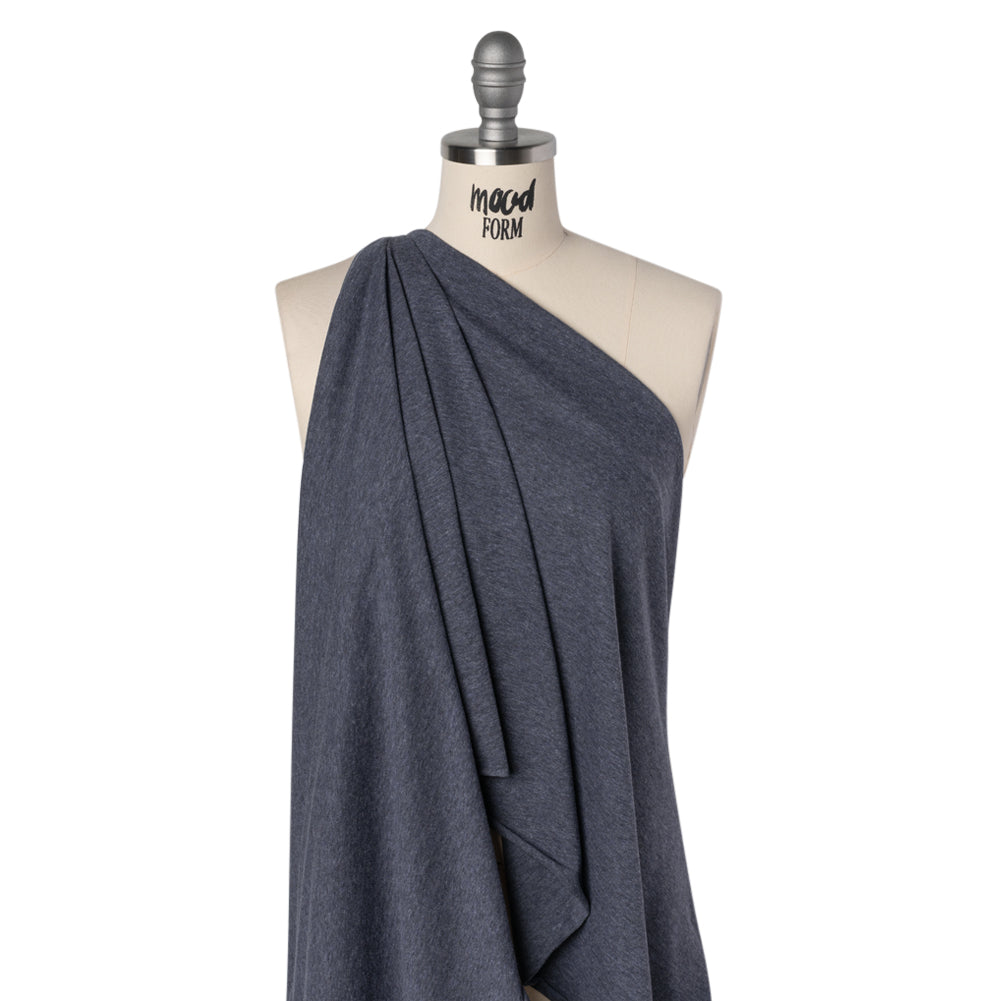 Cotton and Rayon Jersey - Heathered Navy - Deadstock