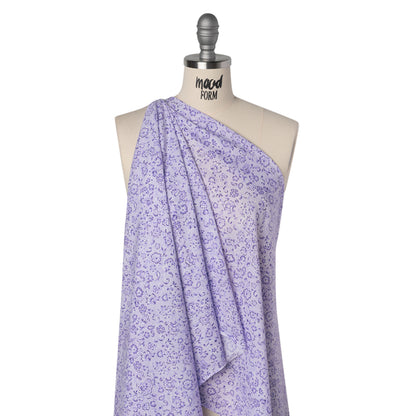 Cotton and Polyester Jersey - Lavender Floral - Deadstock
