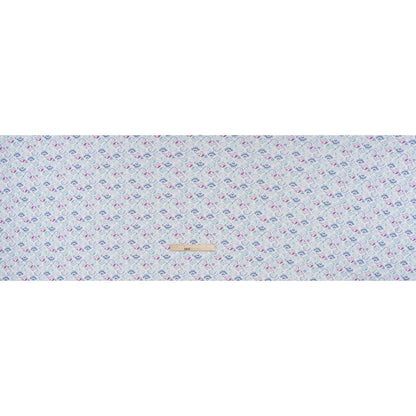 Cotton and Polyester Jersey - Mint Green, Blue and Magenta Seashells - Deadstock