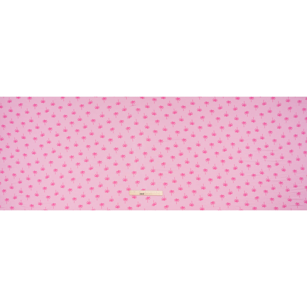 Stretch Rayon Jersey - Pink Tonal Palm Trees - Deadstock