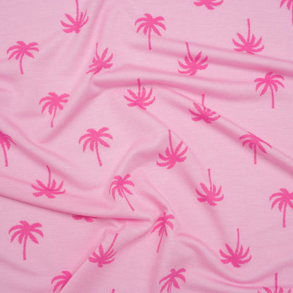 Stretch Rayon Jersey - Pink Tonal Palm Trees - Deadstock