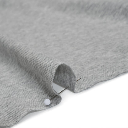 Cotton and Rayon 1x1 Rib Knit - Heathered Gray - Deadstock