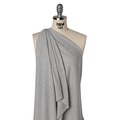 Cotton and Rayon 1x1 Rib Knit - Heathered Gray - Deadstock
