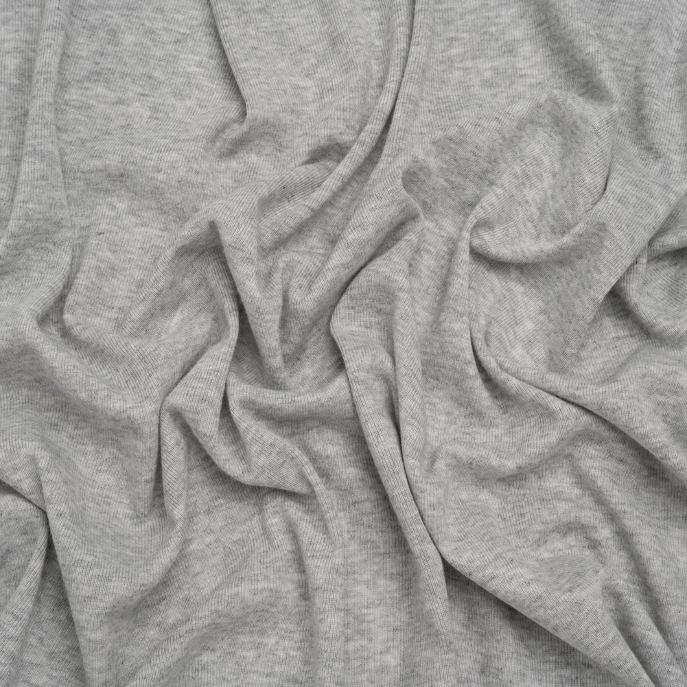 Cotton and Rayon 1x1 Rib Knit - Heathered Gray - Deadstock