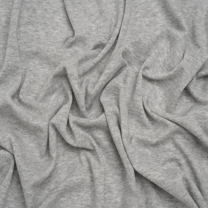 Cotton and Rayon 1x1 Rib Knit - Heathered Gray - Deadstock