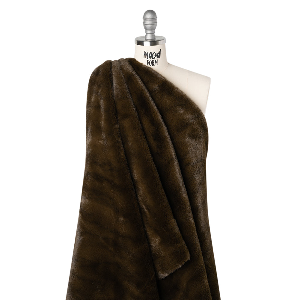 Plush Medium Pile Recycled Polyester Faux Fur - Chocolate Brown Drape