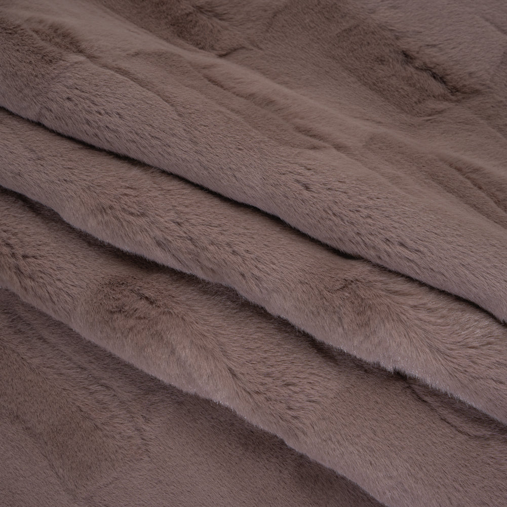 Textured Short Pile Recycled Polyester Faux Fur - Dusty Mauve Abstract