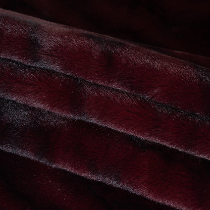 Medium Pile Recycled Polyester Faux Fur by Max Alexander - Burgundy and Black Abstract Folded
