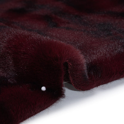 Medium Pile Recycled Polyester Faux Fur by Max Alexander - Burgundy and Black Abstract Detail