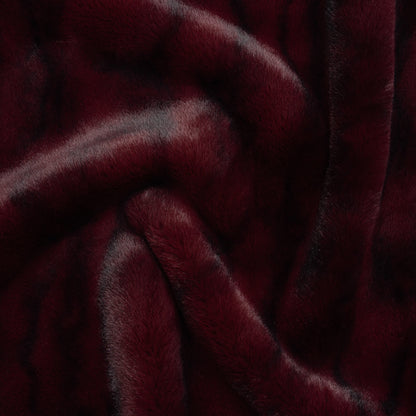 Medium Pile Recycled Polyester Faux Fur by Max Alexander - Burgundy and Black Abstract