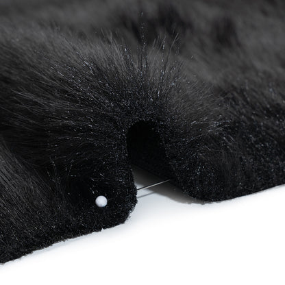 Long Pile Recycled Polyester Faux Fur - Black
