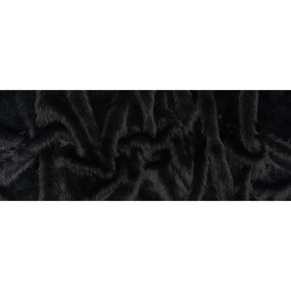 Long Pile Recycled Polyester Faux Fur - Black - Full