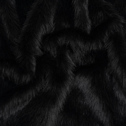 Long Pile Recycled Polyester Faux Fur - Black
