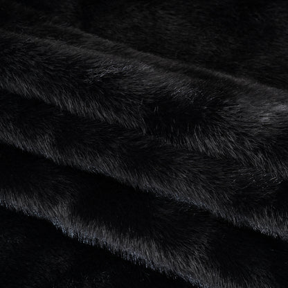 Medium Pile Recycled Polyester Faux Fur - Black