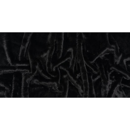 Medium Pile Recycled Polyester Faux Fur - Black