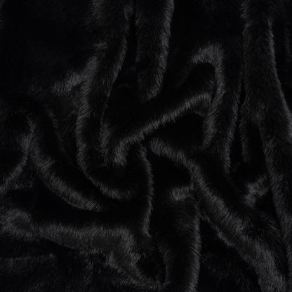 Medium Pile Recycled Polyester Faux Fur - Black