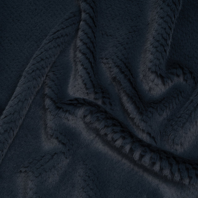 Medium Pile Recycled Polyester Faux Fur - Dark Teal Diamonds Texture