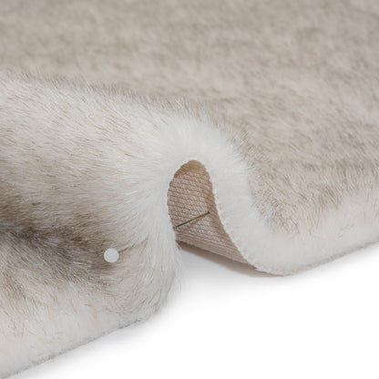Plush Two-Tone Short Pile Recycled Polyester Faux Fur - Ivory with Black Tips Detail